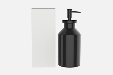 Metallic Cosmetic Bottle With Pump Mockup. 3d illustration