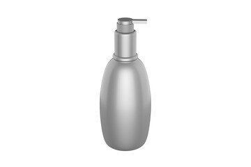 Metallic Cosmetic Bottle With Pump Mockup. 3d illustration