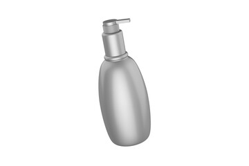 Metallic Cosmetic Bottle With Pump Mockup. 3d illustration