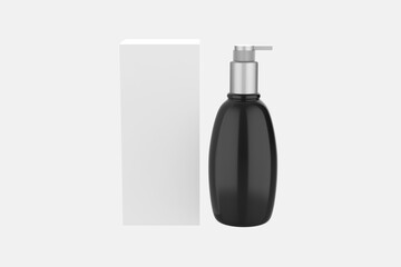 Metallic Cosmetic Bottle With Pump Mockup. 3d illustration