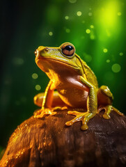 Obraz premium Frog in its Natural Habitat, Wildlife Photography, Generative AI