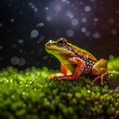 Obraz premium Frog in its Natural Habitat, Wildlife Photography, Generative AI