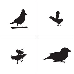 FLAT DESIGN BIRD SILHOUETTE SET


