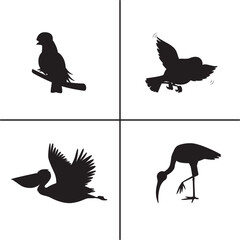 FLAT DESIGN BIRD SILHOUETTE SET


