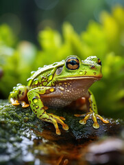 Fototapeta premium Frog in its Natural Habitat, Wildlife Photography, Generative AI