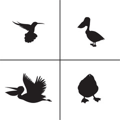 FLAT DESIGN BIRD SILHOUETTE SET


