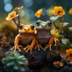 Frog in its Natural Habitat, Wildlife Photography, Generative AI