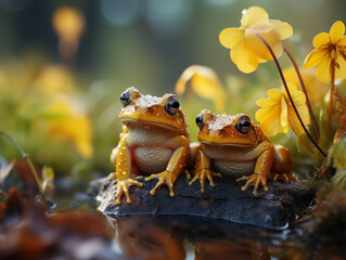 Frog in its Natural Habitat, Wildlife Photography, Generative AI