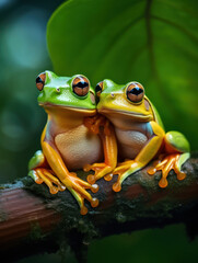 Fototapeta premium Frog in its Natural Habitat, Wildlife Photography, Generative AI