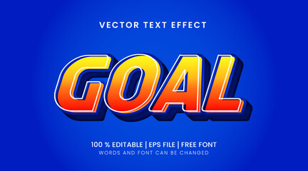 Goal Editable text effect template with a combination of orange and yellow text colors on a blue background