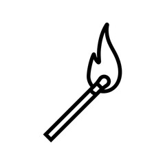burning matchstick line icon vector. burning matchstick sign. isolated contour symbol black illustration