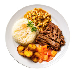Ajiaco Cuban Cuisine On White Plate On Isolated Transparent Background, Png