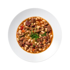 Boontjiesop Bean Soup South African Cuisine On White Plate On Isolated Transparent Background, Png