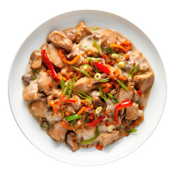Bicol Express Filipino Cuisine On White Plate On Isolated Transparent Background, Png