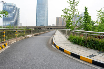 Highway and viaduct under the blue clouds