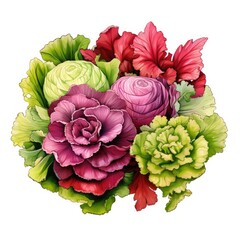 A pile of Lettuce and their flowers and leaves. Generative AI