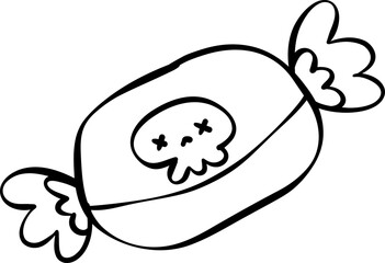 Halloween Candy Doodle, Cute Outline Illustration for Trick or Treat Fun