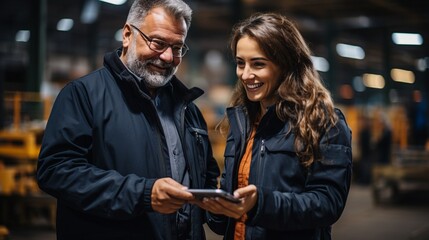 Fototapeta premium An industrialist and an engineer are shown in this portrait.