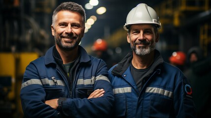 Fototapeta premium An industrialist and an engineer are shown in this portrait.