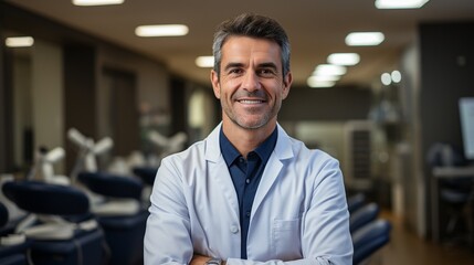 Fototapeta premium Male Dentist in Clinic, Happy