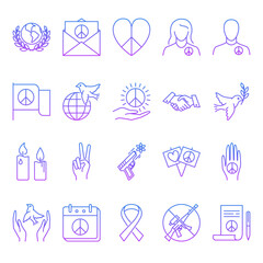Pacifism icon set in line style
