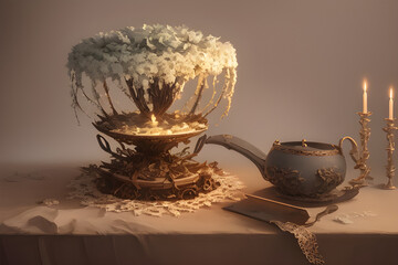 still life with candle. Generative ai