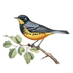 Kirtlands warbler bird isolated on white. Generative AI