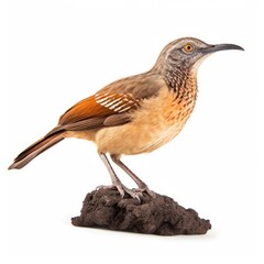 Fototapeta premium Curve-billed thrasher bird isolated on white. Generative AI
