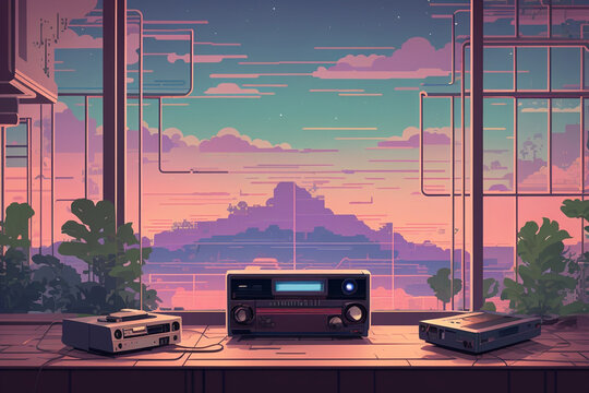 old tape radio electronics photography generated ai