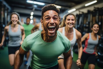Fitness Class Engaging In Partner Exercise, Generative AI