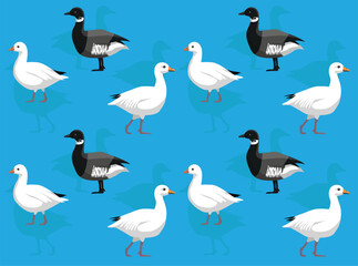 Bird Snow Goose Set Cartoon Seamless Wallpaper Background