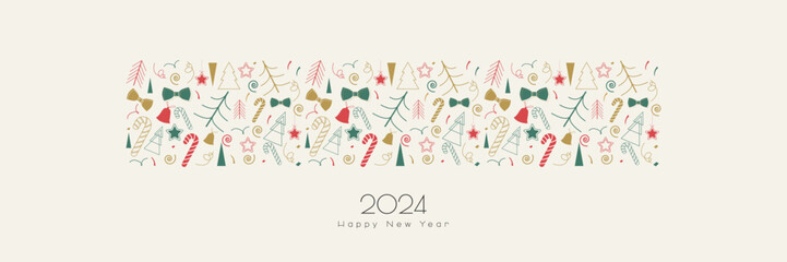 Happy New Year 2024 card. Modern color design.