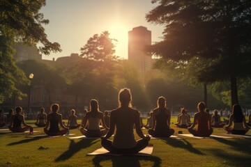 Gyms Outdoor Yoga Session In A Park, Generative AI