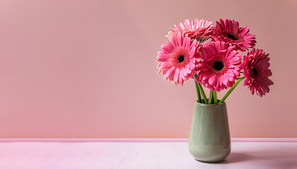 Beautiful pink gerbera flowers in a vase © shahingraphics