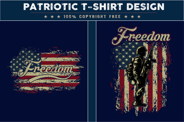 Freedom t-shirt design with usa grunge flag