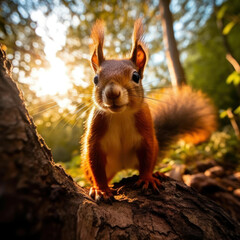 Squirrel in its Natural Habitat, Wildlife Photography, Generative AI