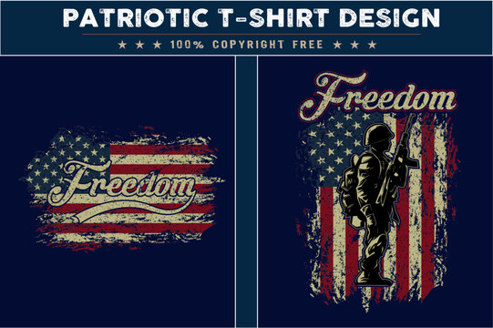 Freedom t-shirt design with usa grunge flag