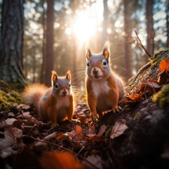 Squirrel in its Natural Habitat, Wildlife Photography, Generative AI