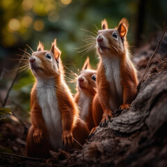 Fototapeta premium Squirrel in its Natural Habitat, Wildlife Photography, Generative AI