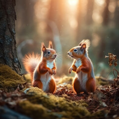 Squirrel in its Natural Habitat, Wildlife Photography, Generative AI