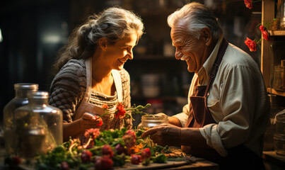 Kitchen Joy: Elderly Couple Cooking Together
