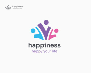 Abstract colorful happy people logo