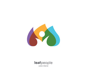 Abstract colorful leaf people logo