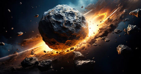 Cosmic Collision: Asteroid in Space