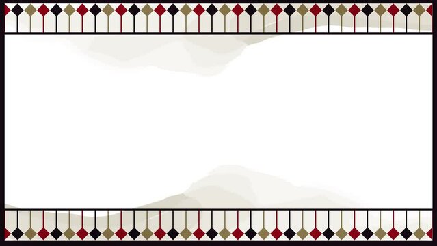 市松模様がモチーフの和風フレームイラストアニメーションビデオ　ループ可能