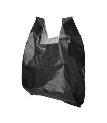 One black plastic bag isolated on white