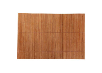 New clean bamboo mat isolated on white, top view
