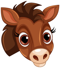 Cute horse head cartoon isolated