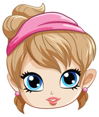 Cute girl wearing headband cartoon face