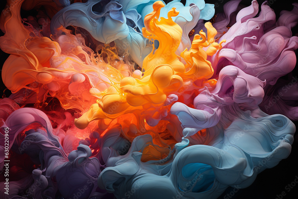 Aufkleber an abstract painting with swirling colors and shapes, evoking a dreamlike and surreal atmosphere. ge